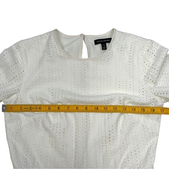 Banana Republic Eyelet Fit & Flare Dress Cream Size 4 Tall - Picture 12 of 14